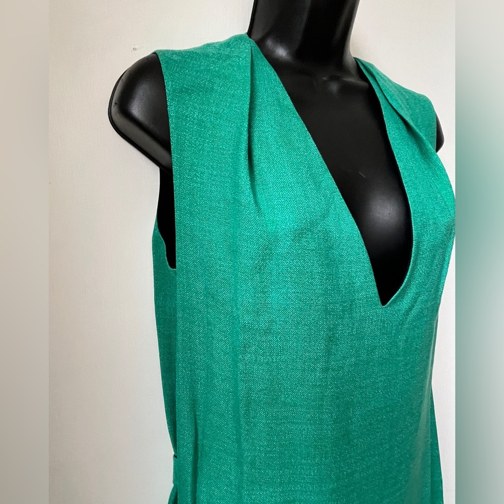Balenciaga Green Sheath Mini Dress V-Neck Sleeveless size M - Picture 13 of 15